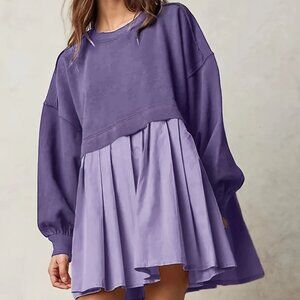 Purple Long Sleeve Sweater Dress